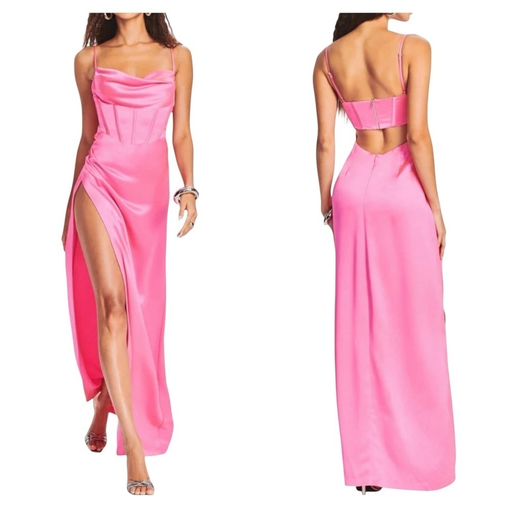Retrofête Rosa Hot Pink Corset Gown NWT Size Small – Cowl Neck Slip Dress